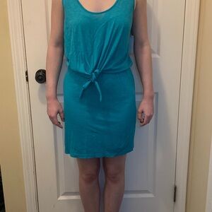 Velvet by Graham and Spencer Slub Cotton Tank Dress, Size small, Teal Blue